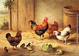 Edgar Hunt Chickens in a Barnyard painting